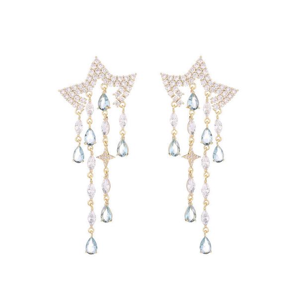 luxury designer zirconia star shape dangle earrings long tassel water drop earrings women french sweet style hanging stud ear rings female w, Silver
luxury designer zirconia star shape dangle earrings long tassel water drop earrings women french sweet style hanging stud ear rings female w, Silver