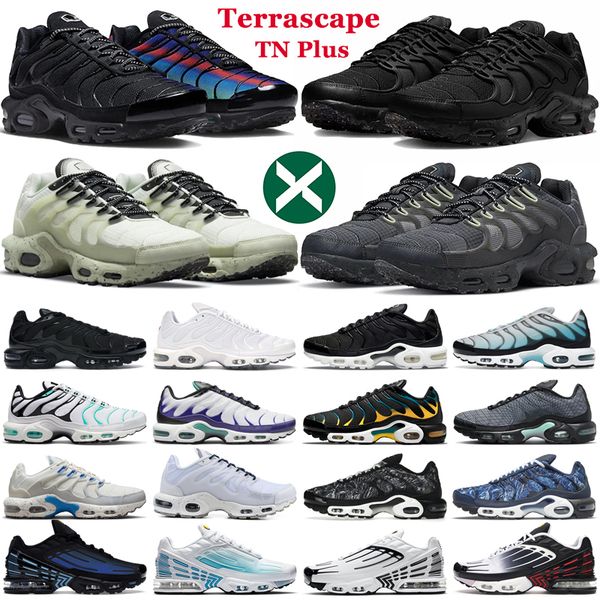 2023 terrascape tn plus 3 running shoes men women triple black anthracite white unity hyper baltic blue gradient dark smoke grey mens traine