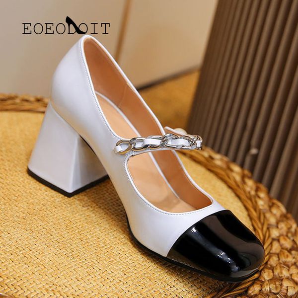 dress shoes vintage high heels shoes women spring patchwork leather heeled shoes sandals summer mary janes pumps with metal chain 230413, Black
dress shoes vintage high heels shoes women spring patchwork leather heeled shoes sandals summer mary janes pumps with metal chain 230413, Black