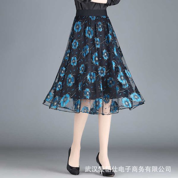 gauze blue floral for women's spring and summer new 2023 medium length elastic waist style umbrella skirt, Black
gauze blue floral for women's spring and summer new 2023 medium length elastic waist style umbrella skirt, Black