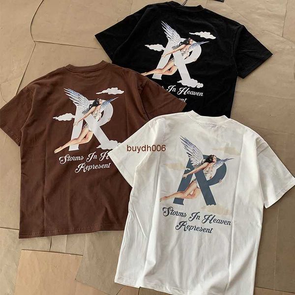 men's and women's fashion t shirt western european trend brand rep summer new printed big r angel short sleeve, White;black
men's and women's fashion t shirt western european trend brand rep summer new printed big r angel short sleeve, White;black