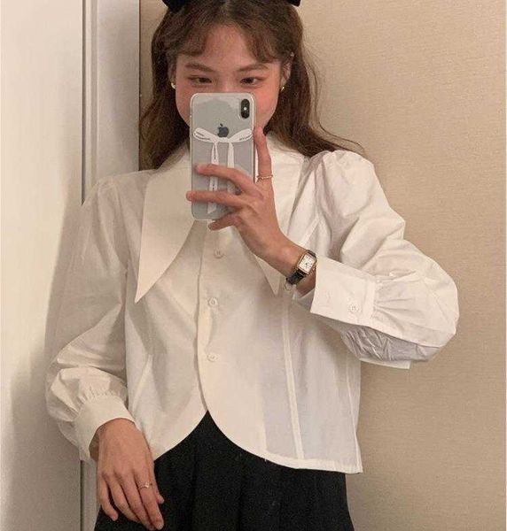 french pointed collar solid color long sleeved shirt autumn korean style sense of, White
french pointed collar solid color long sleeved shirt autumn korean style sense of, White
