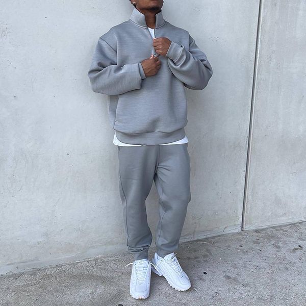 men's tracksuits leisure solid color loose mens tracksuits spring casual long sleeve stand collar and pants two piece set men clothing, Gray
men's tracksuits leisure solid color loose mens tracksuits spring casual long sleeve stand collar and pants two piece set men clothing, Gray