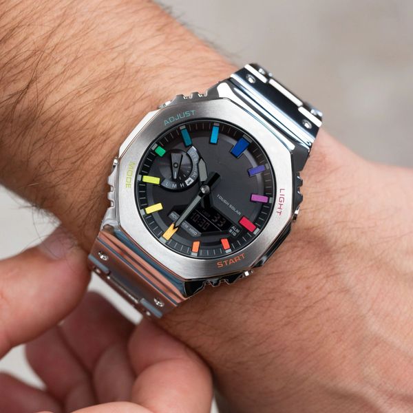 original shock 2100 watch sports digital quartz gm oak watch rainbow alloy waterproof dial steel strap folding clasp world time full functio, Slivery;golden
original shock 2100 watch sports digital quartz gm oak watch rainbow alloy waterproof dial steel strap folding clasp world time full functio, Slivery;golden