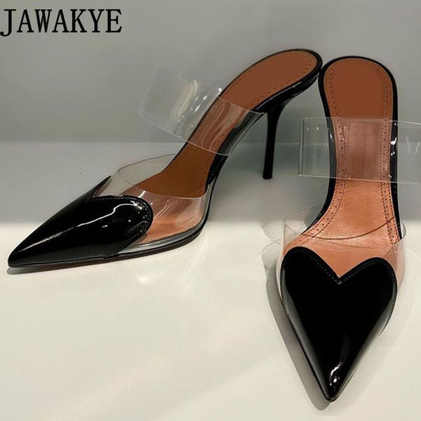 sandals elegant ladies high heel slippers heart shaped leather pvc patchwork summer dress slides brand shoes women 230413, Black
sandals elegant ladies high heel slippers heart shaped leather pvc patchwork summer dress slides brand shoes women 230413, Black