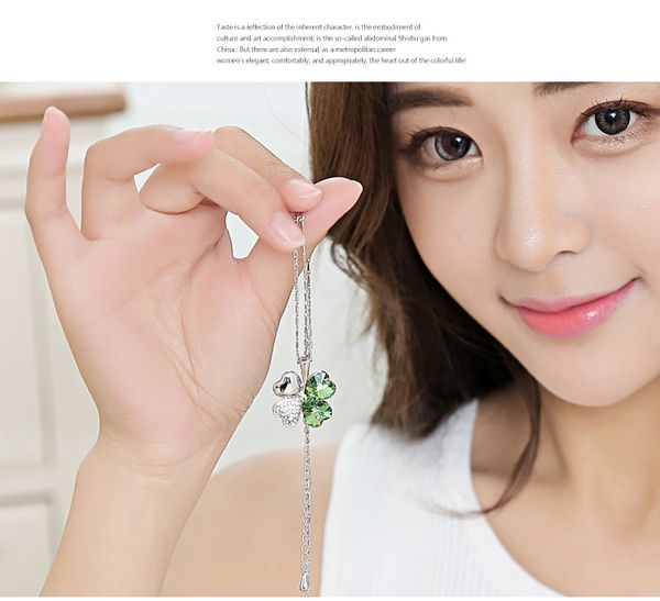 elegant lucky clover pendant necklace inlaid superior rhinestone crystal twinkle decorate adjeustable length non fading valentine's gif, Silver
elegant lucky clover pendant necklace inlaid superior rhinestone crystal twinkle decorate adjeustable length non fading valentine's gif, Silver