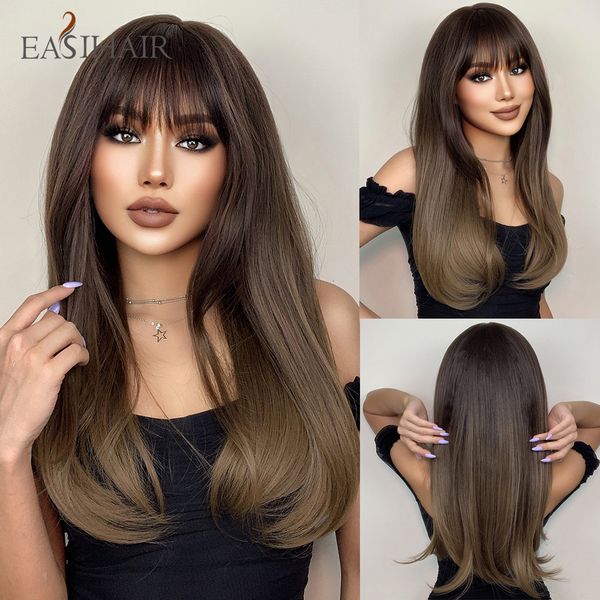 cosplay wigs easihair long straight bangs wigs natural ombre dark brown synthetic hair wig for women daily cosplay party heat resistant fibe, Black
cosplay wigs easihair long straight bangs wigs natural ombre dark brown synthetic hair wig for women daily cosplay party heat resistant fibe, Black