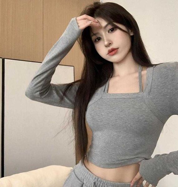 hong kong t shirts style girl slim fit slimming inspirational halter design, White