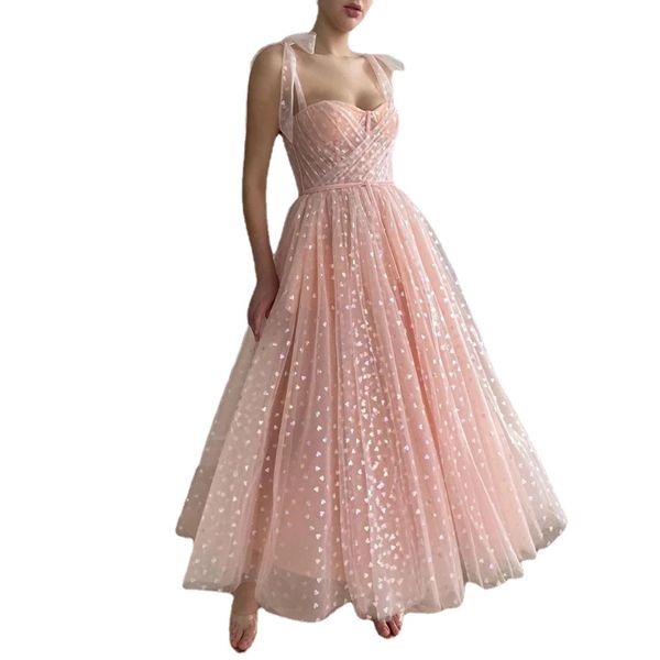 pink evening dresses spaghetti straps midi prom dresses with pockets tea-length party dresses, Black;red
pink evening dresses spaghetti straps midi prom dresses with pockets tea-length party dresses, Black;red