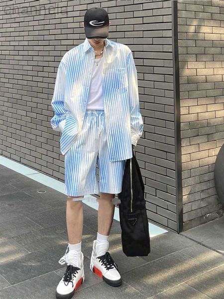 men's shorts gmiixder high street shirt suits korean urban long sleeve gradient stripe blouse + casual summer punk vibe 2pcs set, White;black
men's shorts gmiixder high street shirt suits korean urban long sleeve gradient stripe blouse + casual summer punk vibe 2pcs set, White;black