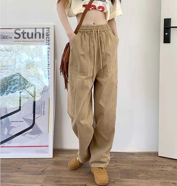 japanese khaki overalls womens pants autumn elastic waistband lace up loose, Black;white
japanese khaki overalls womens pants autumn elastic waistband lace up loose, Black;white