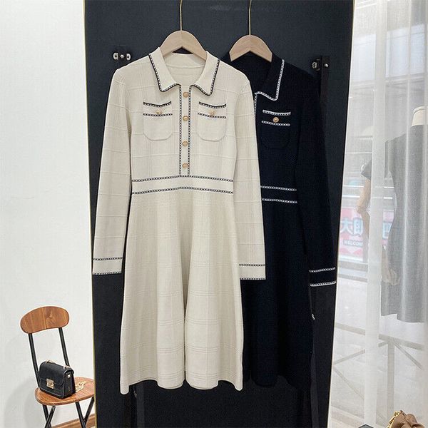 casual dresses authentic sandro new court style striped elegant knitted dress, Black;gray
casual dresses authentic sandro new court style striped elegant knitted dress, Black;gray