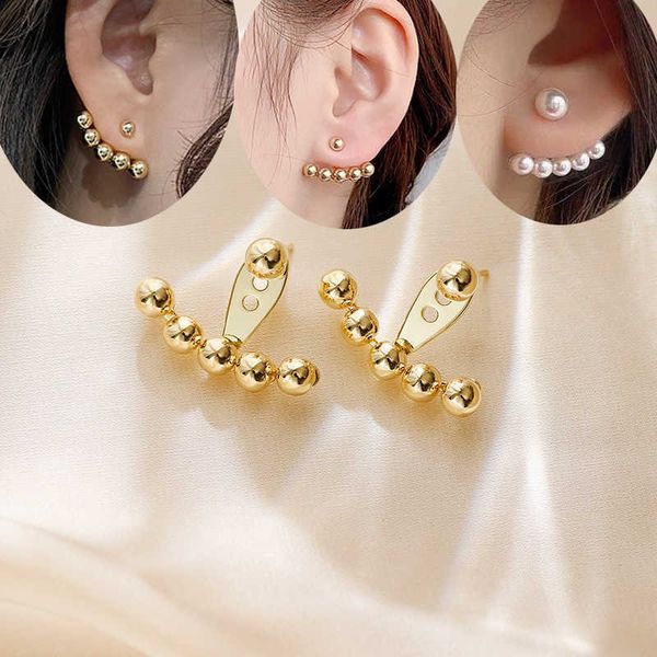 stud women's new fashion ball bead back stud earring five shiny beads circle golden/white female piercing earring accessories gifts p23, Golden;silver
stud women's new fashion ball bead back stud earring five shiny beads circle golden/white female piercing earring accessories gifts p23, Golden;silver
