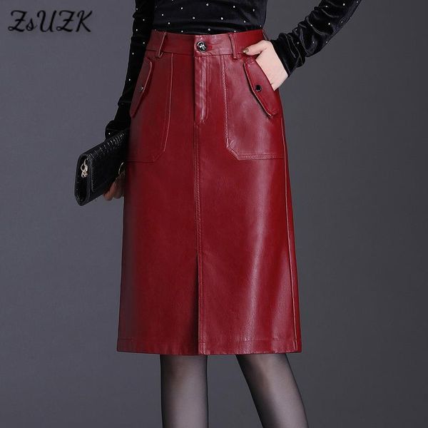 skirt pu leather bodycon s spring autumn front slit high waist streetwear straight pocket kneelength 230413, Black
skirt pu leather bodycon s spring autumn front slit high waist streetwear straight pocket kneelength 230413, Black