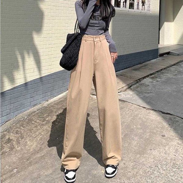 khaki wide leg jeans for women spring retro adjustable belt buckle straight, Blue
khaki wide leg jeans for women spring retro adjustable belt buckle straight, Blue