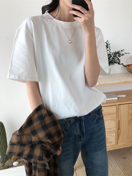 women's t-shirt alien kitty summer t shirt women soft loose solid fresh casual natural short basic shirts 9 colors 230413, White
women's t-shirt alien kitty summer t shirt women soft loose solid fresh casual natural short basic shirts 9 colors 230413, White