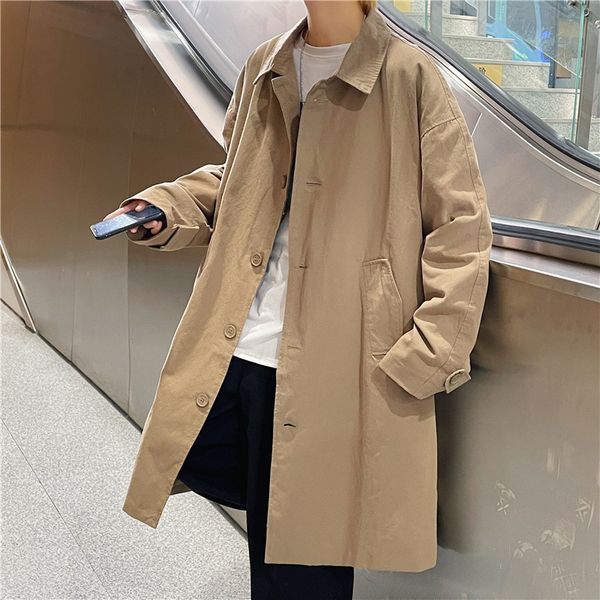 men's trench coats medium length 2023 japanese style solid color hong kong loose korean casual trend handsome jacket 230413, Tan;black
men's trench coats medium length 2023 japanese style solid color hong kong loose korean casual trend handsome jacket 230413, Tan;black