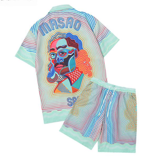 mens tracksuits beach short sleeve set men summer shirtshort men clothing camiseta hombre abstract colorful portrait print shirt suit casual, Gray 
mens tracksuits beach short sleeve set men summer shirtshort men clothing camiseta hombre abstract colorful portrait print shirt suit casual, Gray