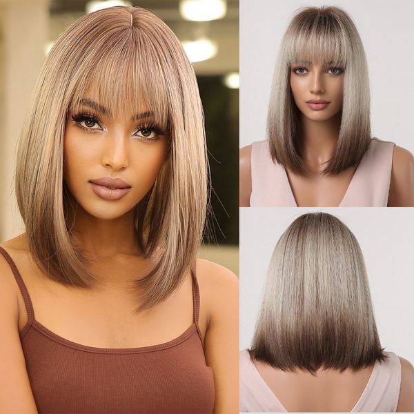 cosplay wigs brown blonde ombre bob wigs for women cosplay wig with bangs dark roots gray natural hair synthetic wig 230413, Black
cosplay wigs brown blonde ombre bob wigs for women cosplay wig with bangs dark roots gray natural hair synthetic wig 230413, Black
