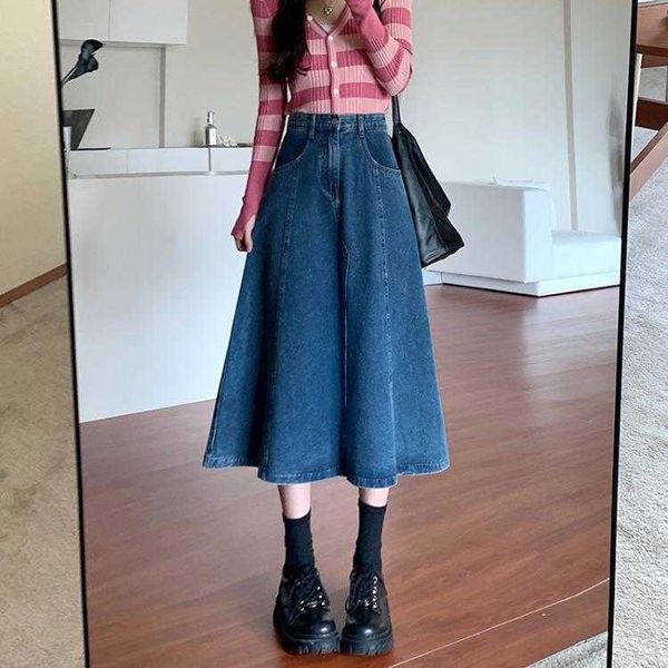 design denim skirt for women retro high waist slimming cross body mid length, Black
design denim skirt for women retro high waist slimming cross body mid length, Black