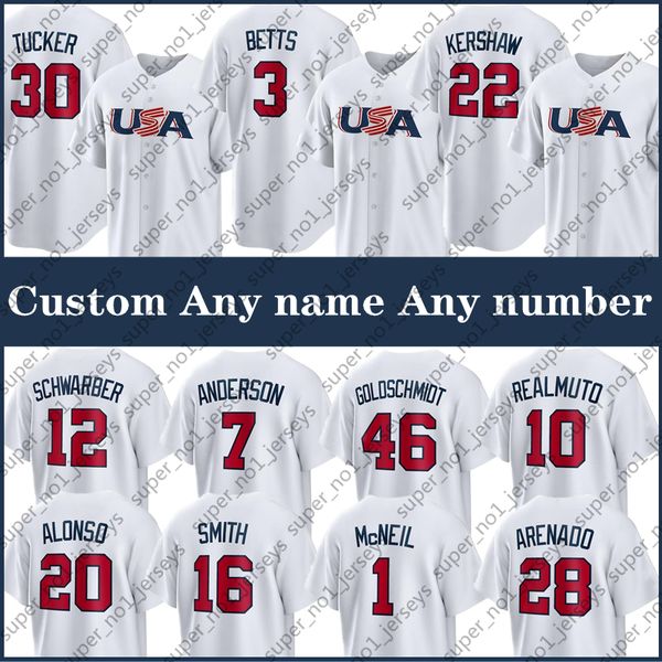 3 mookie betts 22 clayton kershaw usa baseball white 2023 world jersey mike trout paul goldschmidt kyle schwarber will smith pete alonso tim, Blue;black
3 mookie betts 22 clayton kershaw usa baseball white 2023 world jersey mike trout paul goldschmidt kyle schwarber will smith pete alonso tim, Blue;black