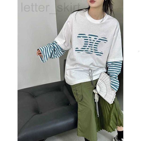 women's knits & tees designer new23ss new cotton material thick, soft, comfortable fake two piece printed panel round neck long sleeve, White
women's knits & tees designer new23ss new cotton material thick, soft, comfortable fake two piece printed panel round neck long sleeve, White