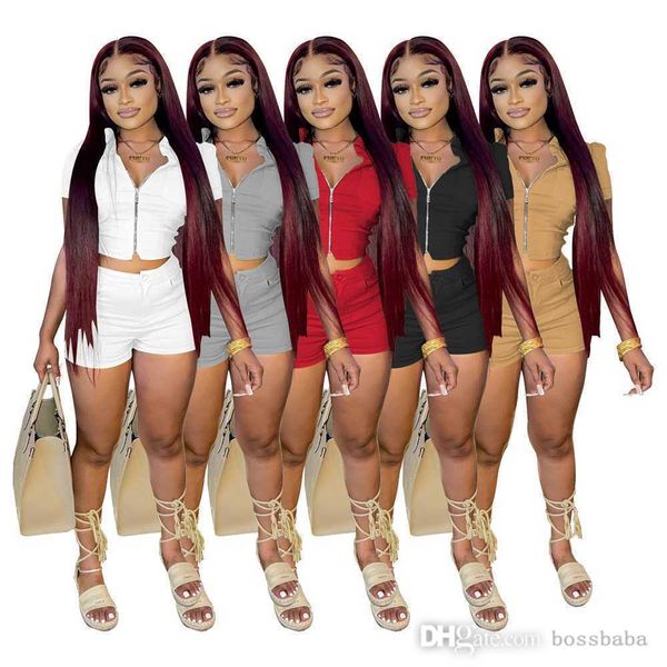 women tracksuits two pieces set deisgner 2023 summer casual zipper short sleeve jacket shorts solid color high elastic fabric sportwear, Gray
women tracksuits two pieces set deisgner 2023 summer casual zipper short sleeve jacket shorts solid color high elastic fabric sportwear, Gray