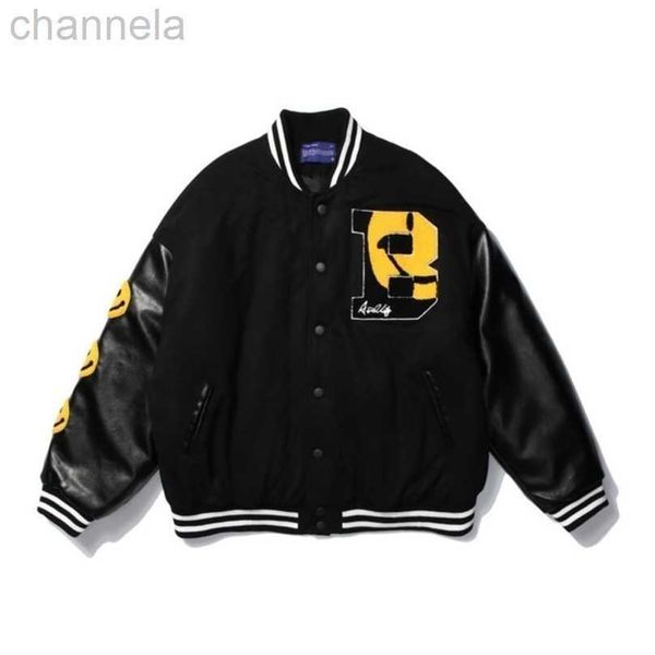 men's jackets hip hop baseball jacket men coats pu harajuku retro college style smile face letter embroidery loose casual couple coat, Black;brown
men's jackets hip hop baseball jacket men coats pu harajuku retro college style smile face letter embroidery loose casual couple coat, Black;brown