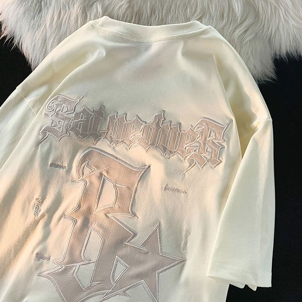 men's tshirts pure cotton retro pattern patch embroidery short sleeved tshirt women summer ins loose couple trend men clothing 230414, White;black
men's tshirts pure cotton retro pattern patch embroidery short sleeved tshirt women summer ins loose couple trend men clothing 230414, White;black