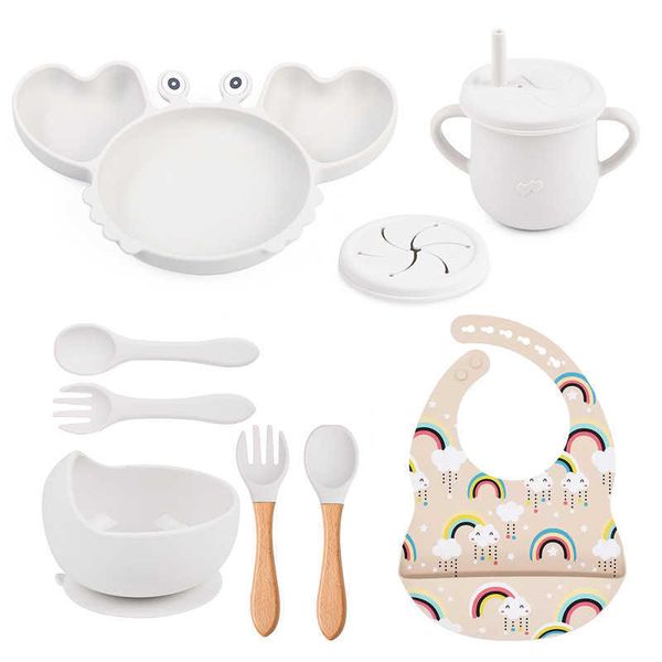 cups dishes utensils 8 pcs baby soft silicone sucker bowl crab plate cup bibs spoon fork sets non-slip tableware children's feeding dis
cups dishes utensils 8 pcs baby soft silicone sucker bowl crab plate cup bibs spoon fork sets non-slip tableware children's feeding dis