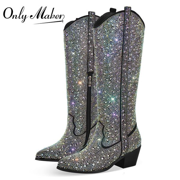 boots onlymaker women black knee high western cowboy clear glitter bling shiny pointed toe block heel 230414
boots onlymaker women black knee high western cowboy clear glitter bling shiny pointed toe block heel 230414