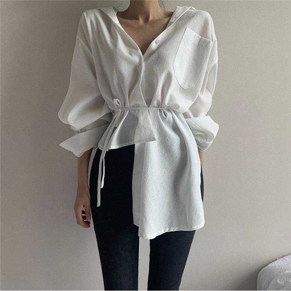 ins spring shirt and autumn niche design personality asymmetric lace up solid, White
ins spring shirt and autumn niche design personality asymmetric lace up solid, White