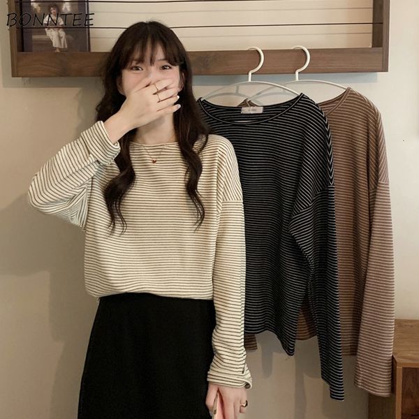women's t-shirt long sleeve t-shirts women striped loose o-neck vintage korean version students basic classical harajuku autumn mujer c, White
women's t-shirt long sleeve t-shirts women striped loose o-neck vintage korean version students basic classical harajuku autumn mujer c, White