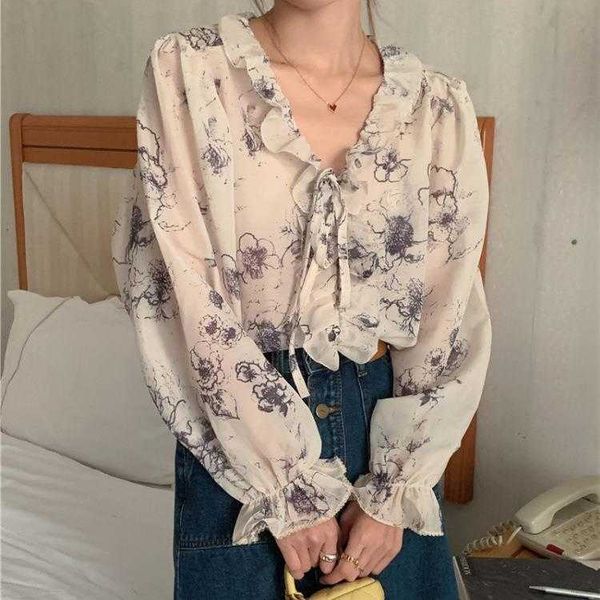 korean style early autumn gentle shirt stringy selvedge lace up flower loose, White
korean style early autumn gentle shirt stringy selvedge lace up flower loose, White