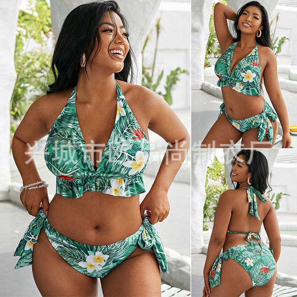 female adjustable large bikini lace up split triangle floral backless swimwear for women, Black
female adjustable large bikini lace up split triangle floral backless swimwear for women, Black