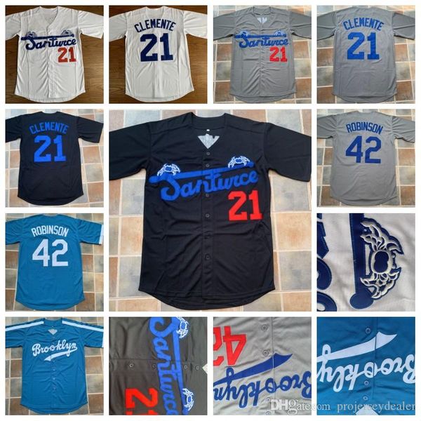 21 roberto clemente brooklyn dogers 42 jackie robinson baseball jersey double stitched name and number in stock fast shipping, Blue;black
21 roberto clemente brooklyn dogers 42 jackie robinson baseball jersey double stitched name and number in stock fast shipping, Blue;black
