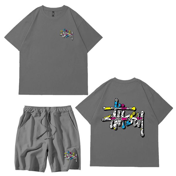 men s tracksuits summer t shirt set 100 cotton 0 neck short sleeve japanese printed and shorts sportswear 230414, Gray
men s tracksuits summer t shirt set 100 cotton 0 neck short sleeve japanese printed and shorts sportswear 230414, Gray