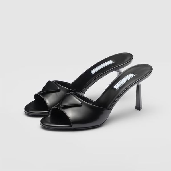 designer slippers lady triangle logo patent leathe stiletto heel sandal summe 9.5cm luxury fashion women scuffs dress shoes high-heeled shoe, Black
designer slippers lady triangle logo patent leathe stiletto heel sandal summe 9.5cm luxury fashion women scuffs dress shoes high-heeled shoe, Black