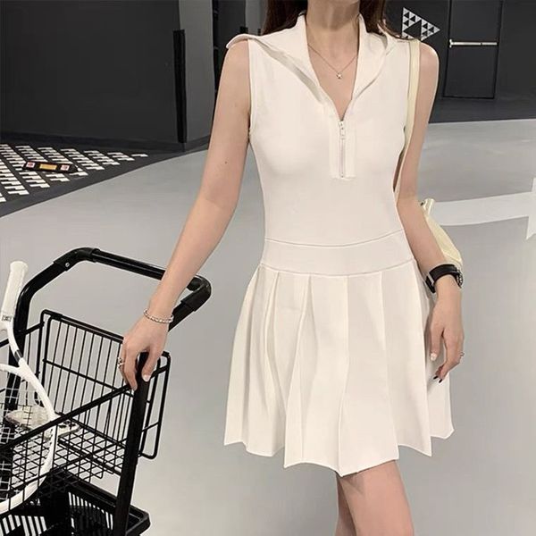 women designer dresses with embroidery letter white color polo sleeveless t - shirt skirt golf sportwear dress, Black;gray
women designer dresses with embroidery letter white color polo sleeveless t - shirt skirt golf sportwear dress, Black;gray