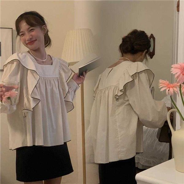niche design shirts square collar ruffled embroidery stitching long sleeved, White
niche design shirts square collar ruffled embroidery stitching long sleeved, White