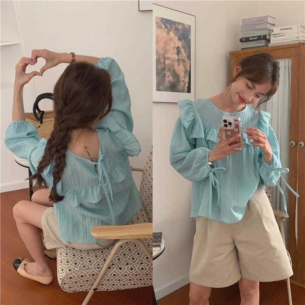 sweet cute lotus leaf shirt lace up crew neck long sleeve womens spring korean, White
sweet cute lotus leaf shirt lace up crew neck long sleeve womens spring korean, White