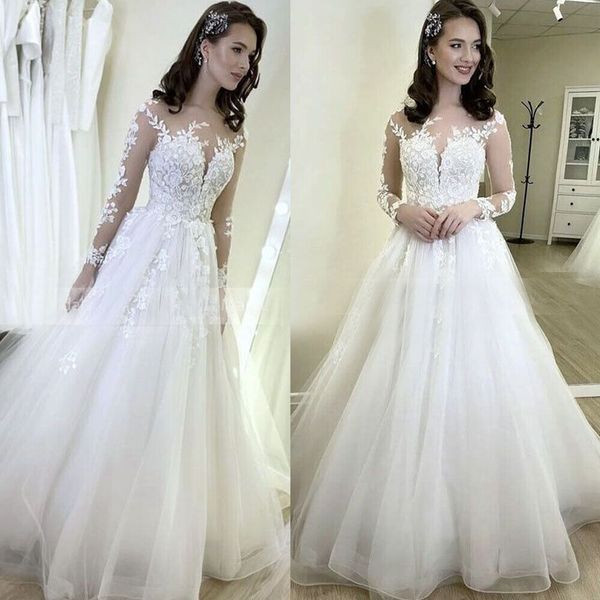 beach a-line wedding dress long sleeve deep v-neck lace dress a-line bridal dress, White
beach a-line wedding dress long sleeve deep v-neck lace dress a-line bridal dress, White