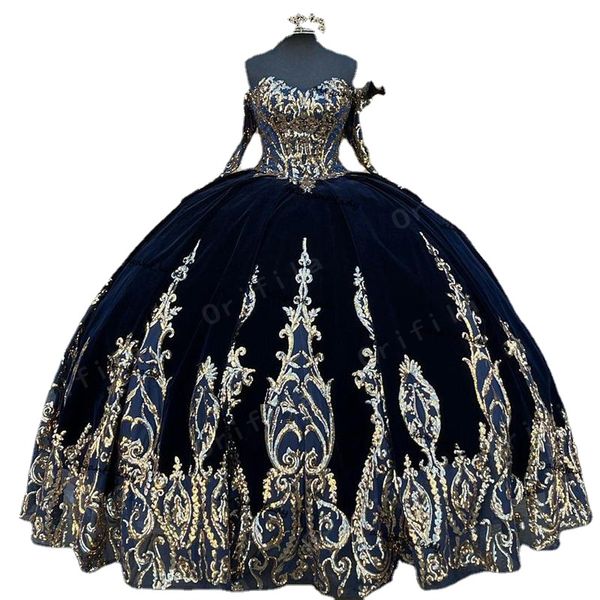 navy blue princess quinceanera dress sequins applique lace mexicano ball gown prom dress, Black
navy blue princess quinceanera dress sequins applique lace mexicano ball gown prom dress, Black