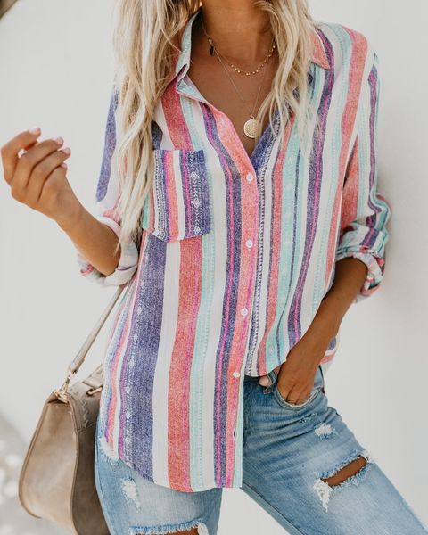 women's blouses shirts womens long sleeve harajuku shirt colours rainbow striped blouse casual summer vintage camisas blusas femininas, White
women's blouses shirts womens long sleeve harajuku shirt colours rainbow striped blouse casual summer vintage camisas blusas femininas, White