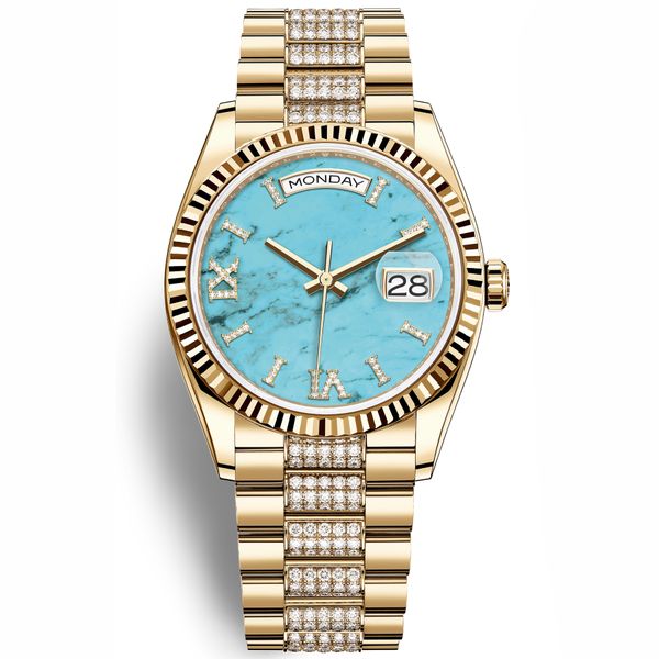 4 model selling watch 128238 women's watch 36mm turquoise color dial roman diamond 2813 automatic gold stainless steel watchband sapphi, Slivery;brown
4 model selling watch 128238 women's watch 36mm turquoise color dial roman diamond 2813 automatic gold stainless steel watchband sapphi, Slivery;brown