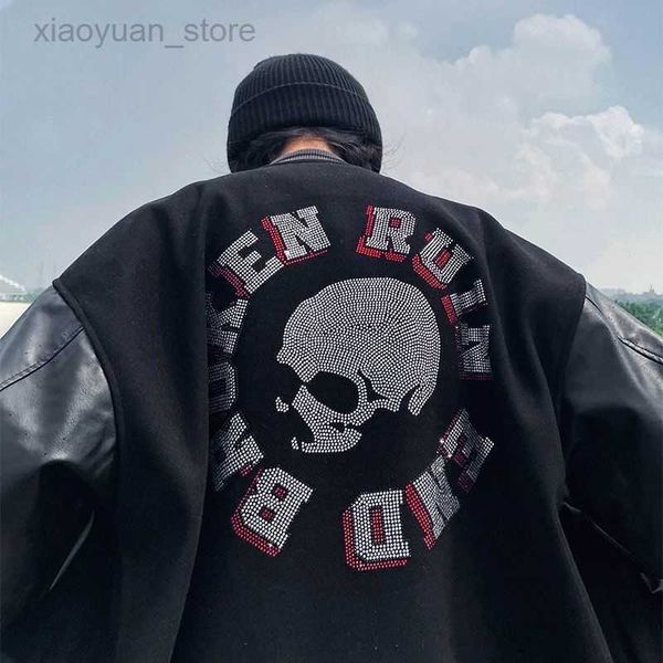 s street drilling explosive baseball men's and women's versatile loose hip-hop leather jacket trend, Black;brown
s street drilling explosive baseball men's and women's versatile loose hip-hop leather jacket trend, Black;brown