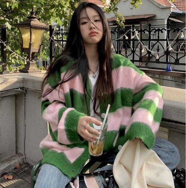 mixed color stripe knitted cardigan sweater coat for women idle style drop, White;black
mixed color stripe knitted cardigan sweater coat for women idle style drop, White;black