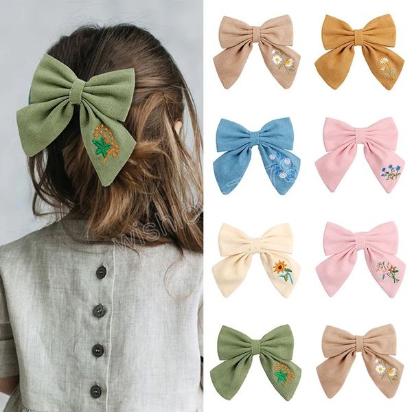 embroidery hair bow cotton linen barrette baby girl large bowknot hairclip children infant spring summer hair accessory gift, Golden;silver
embroidery hair bow cotton linen barrette baby girl large bowknot hairclip children infant spring summer hair accessory gift, Golden;silver