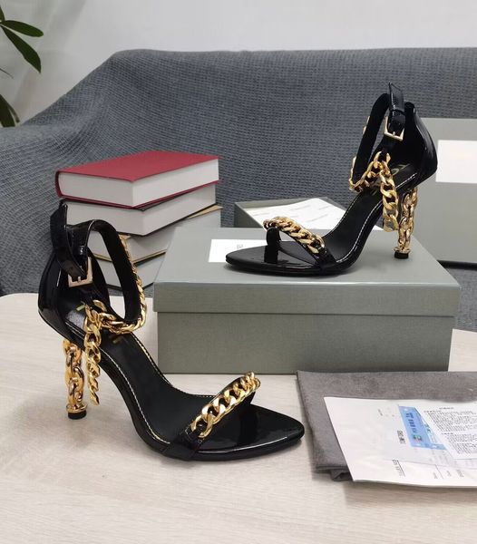 luxury brand women sandals shoes gold chain heel party-ready design strappy branding straps dress lady wedding walking eu35-43, Black 
luxury brand women sandals shoes gold chain heel party-ready design strappy branding straps dress lady wedding walking eu35-43, Black