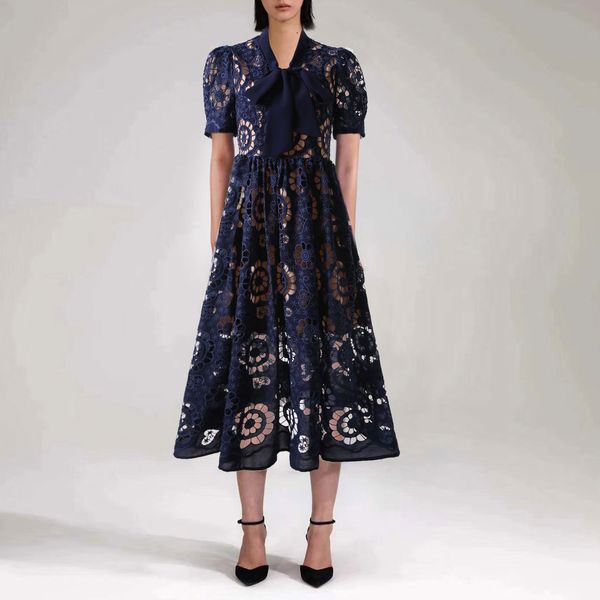 fanncy dress v neck puff sleeve lace hollow out gatered waist blue mid dress, Black;gray
fanncy dress v neck puff sleeve lace hollow out gatered waist blue mid dress, Black;gray
